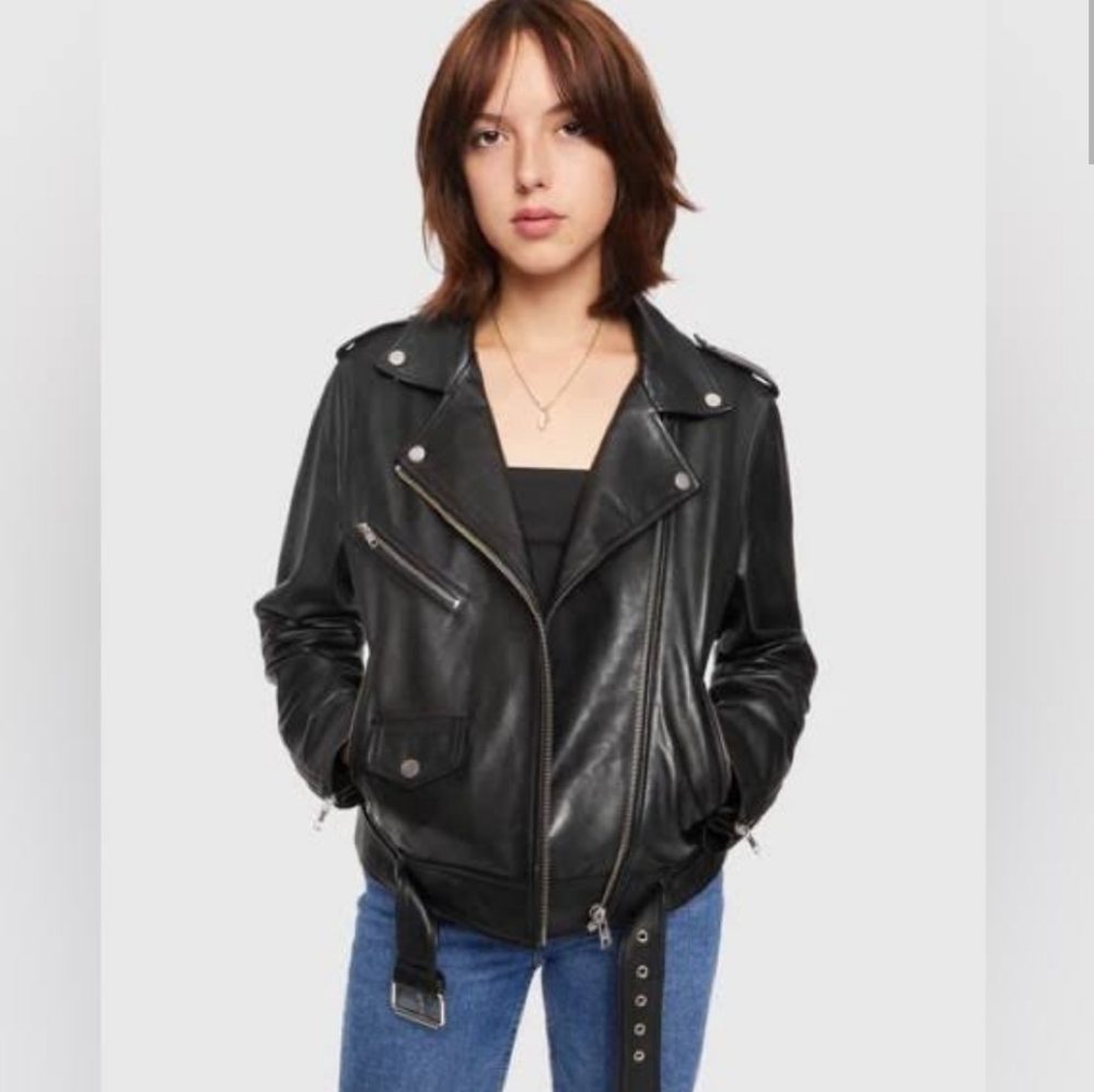 Rebecca Minkoff Black Faux Leather Biker Jacket